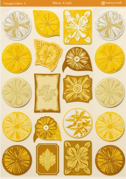 1 Adet Sarı Vintage Temalı Sticker (12X17 Cm) Bullet Journal,scrapbook, Ajanda ve Planlayıcı Için