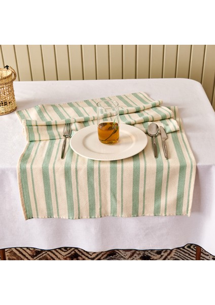 Soft Alno Runner - Ekru / Yeşil - 50X140 cm