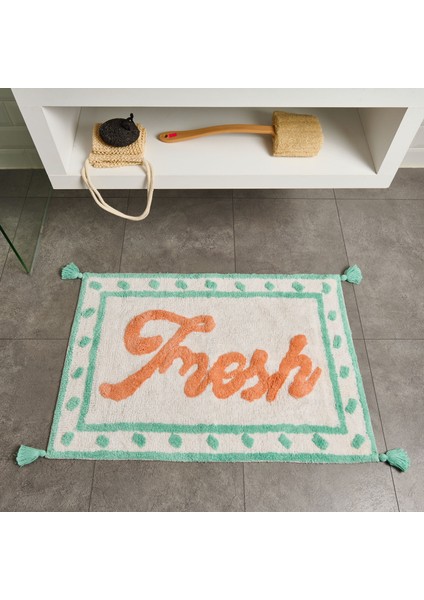 Soft Fresh Granny Tufting Banyo Paspası - Beyaz - 60X90 cm