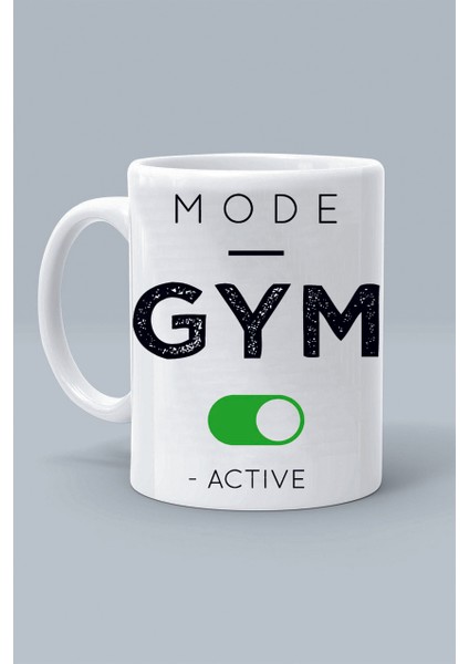 Gym Mode Actıve Spor Salonu Modu Aktif Tasarım Baskılı Beyaz Klasik Kupa Bardak