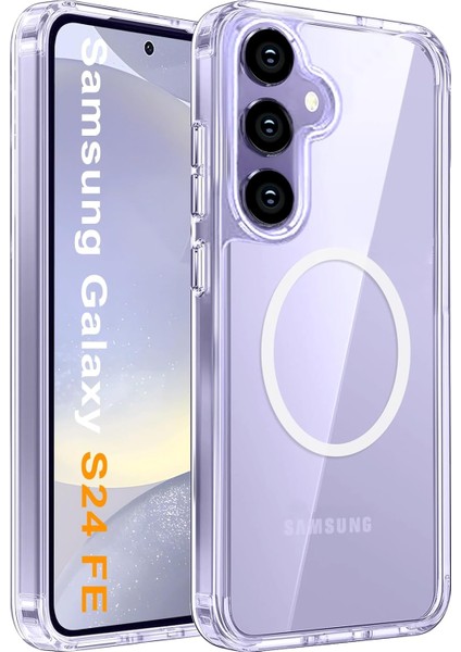 Samsung Galaxy S24 Fe Uyumlu Kamera Korumalı Magsafe Wireless Şarj Özellikli Şeffaf Silikon Kılıf