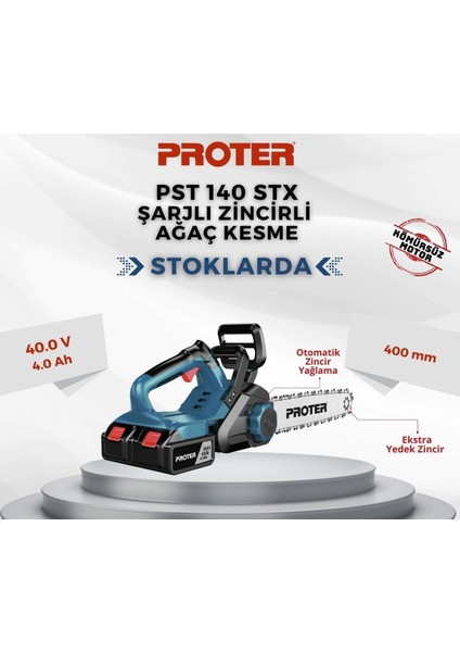 Pst 140 Stx Şarjlı Zincirli Ağaç Kesme