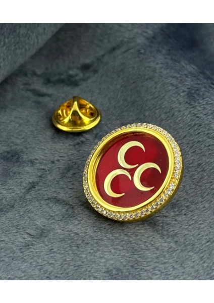 Mhp Yaka Rozeti Taşlı ( 925 Ayar Gümüş )