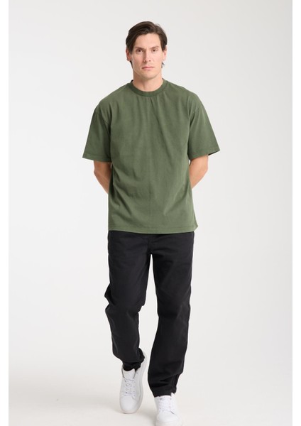 Erkek Pamuk Bisiklet Yaka Oversize T-Shirt - Yazlık Rahat ve Trendy Tarz indirimleri