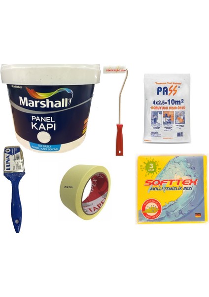 Su Bazlı Amerikan Panel Kapı Boyası Kokusuz 0,75 Lt + Boyama Seti