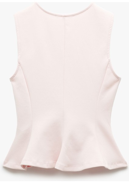 Yeni Sezon Pamuklu Slim Fit Bisiklet Yaka Volanlı Kolsuz Bluz fırsatları