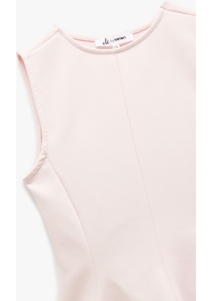 Yeni Sezon Pamuklu Slim Fit Bisiklet Yaka Volanlı Kolsuz Bluz indirimleri