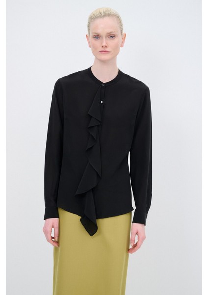 Volanlı Ipek Gömlek Siyah 13044963000