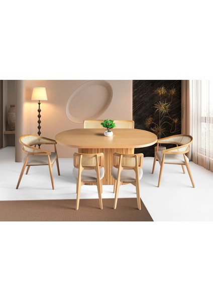 Terra Oval Natural Ahşap Bohem Masa 80X160 modelleri