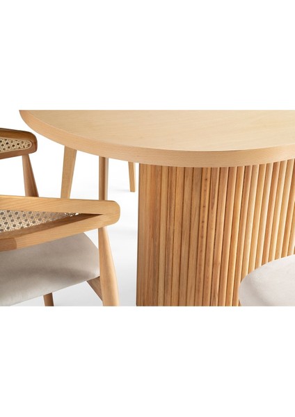 Terra Oval Natural Ahşap Bohem Masa 80X160