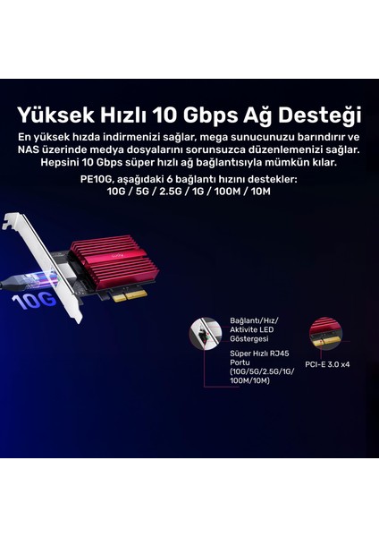 PE10G Wol 10.000MBPS Multi-Gigabit Pcı Express Ethernet Ağ Kartı modelleri