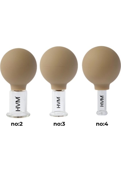 Silikon Vakumlu Cam Masaj Kupası 3'lü Set, Kuru Kupa Set No:2, No:3 ve No:4