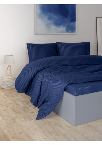 Fermuarlı Çantalı Çift Kişilik %100 Pamuk Saten Lastikli Çarşaflı Nevresim Takımı