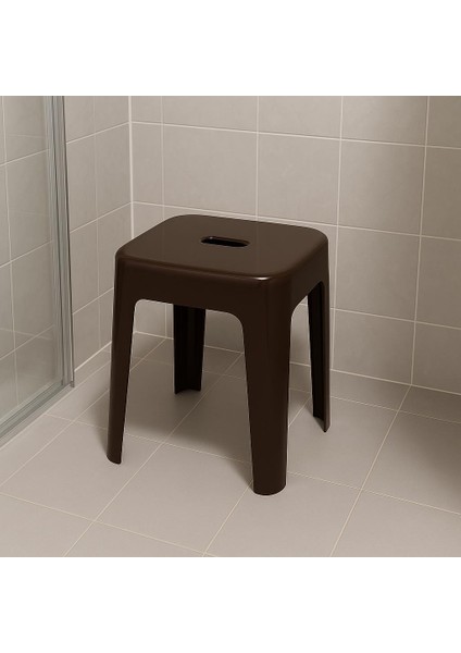 Tabure Sağlam Plastik Kırılmaya Dayanıklı Bahçe, Balkon ,banyo Kahve