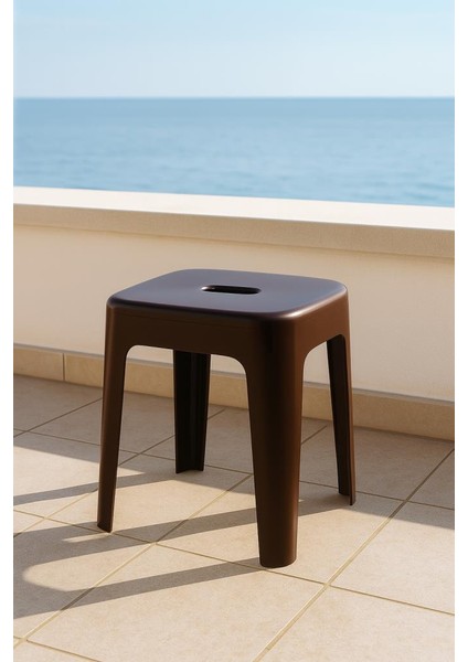 Tabure Sağlam Plastik Kırılmaya Dayanıklı Bahçe, Balkon ,banyo Kahve