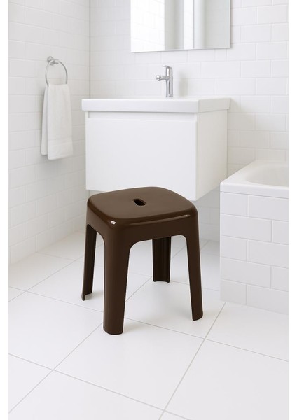 Tabure Sağlam Plastik Kırılmaya Dayanıklı Bahçe, Balkon ,banyo Kahve