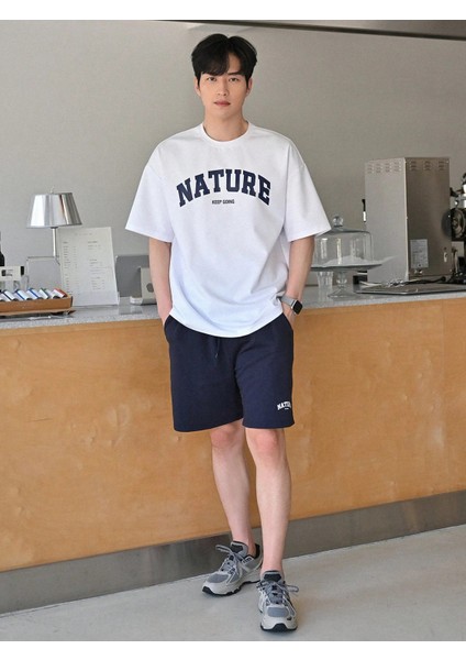 Erkek Tişört Baskılı Oversize T-Shirt Pamuklu Tişört Nature-Oversize modelleri