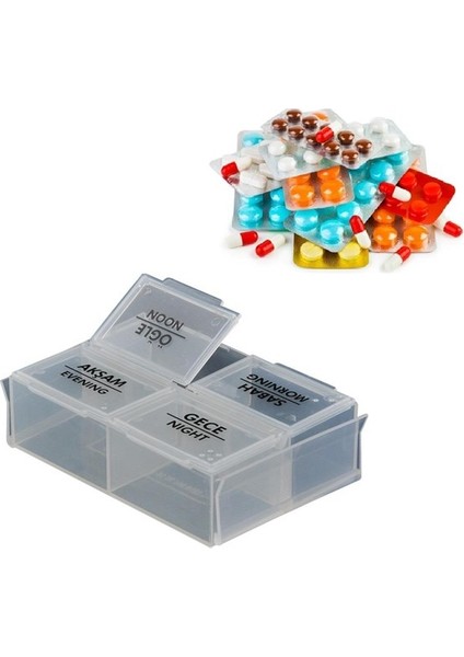 ® 4 Öğün Günlük Hap Saklama Taşıma Kutusu Hatırlatıcı fiyatları