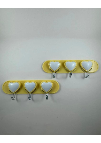 Kalpli Sarı Yapışkanlı 2x3 Adet Askılık Çok Amaçlı Ev Gereçleri Kullanılabilir Askılık Max. 3kg