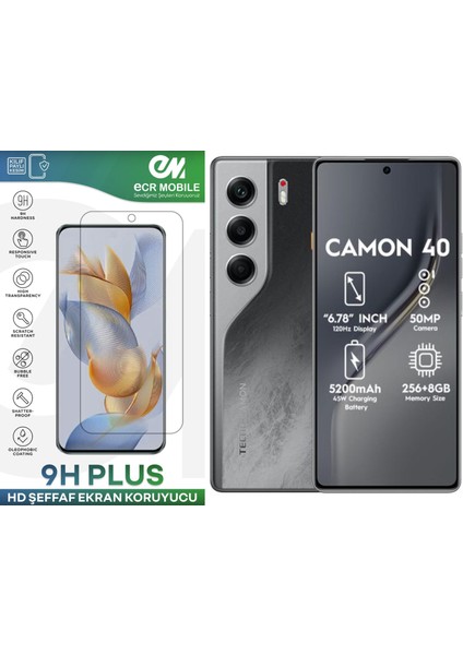 Tecno Camon 40 ile Uyumlu Şeffaf Esnek Nano Cam Ekran Koruyucu