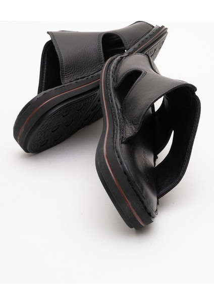 Erkek Önü Kapalı Terlik Gerçek Deri Dc 1165 Siyah fırsatları