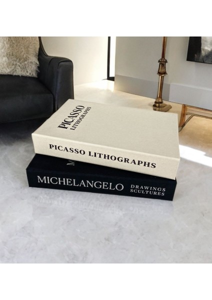 2'li Kumaş Kaplı Dekoratif Kitap Kutusu Seti Siyah ve Bej fiyatları