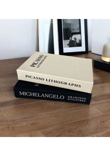 2'li Kumaş Kaplı Dekoratif Kitap Kutusu Seti Siyah ve Bej fırsatları