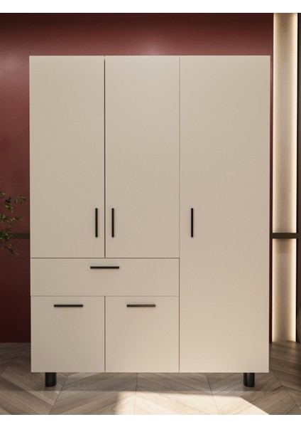 Montara 5 Kapaklı ve Çekmeceli Geniş Gardırop