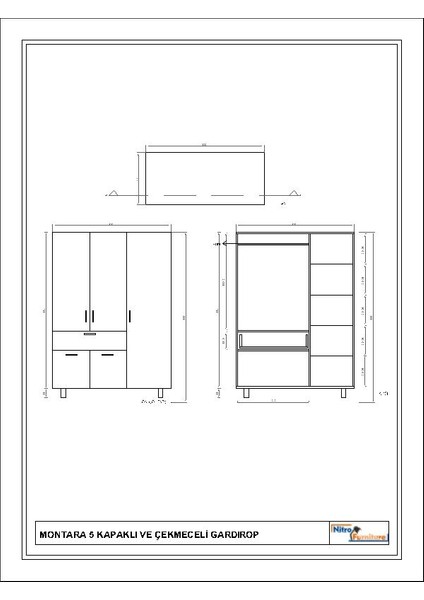 Montara 5 Kapaklı ve Çekmeceli Geniş Gardırop fırsatları