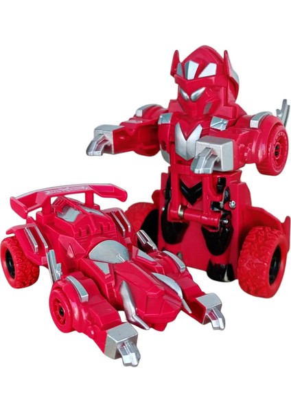 Çekip Bırakınca Otomatik Robota Dönüşen Robot Olan 360 Derece Dönebilen Oyuncak Akrobat Araba 11 cm