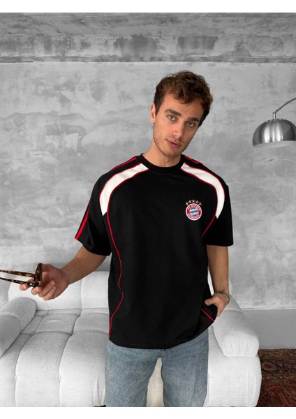 Bayern Munıch Nakışlı Çizgili Premıum T-Shırt