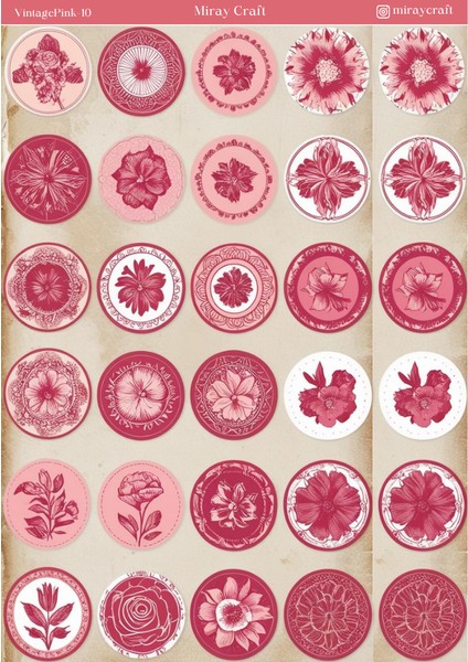 1 Adet Pembe Vintage Temalı Sticker (12X17 Cm) Bullet Journal,scrapbook, Ajanda ve Planlayıcı Için