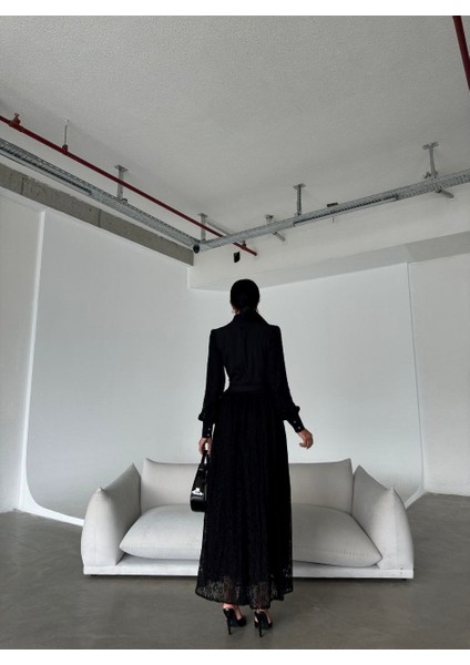 Ithal Tül Kumaş Dantel Detaylı Astarlı Elbise(Kuşak Dahildir) fırsatları