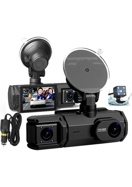 1080P Full Hd 3 Kameralı Hafıza Kartına Kayıtlı Hareket Algılamalı Araç Kamerası fiyatları