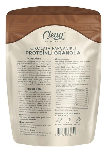 Protein Granola 300 gr Çikolata Parçacıklı