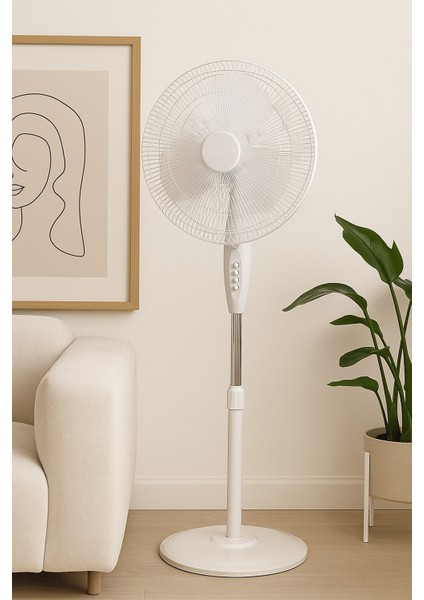 GR30 Merkür 3 Kademeli Ayaklı Vantilatör 40 cm Beyaz