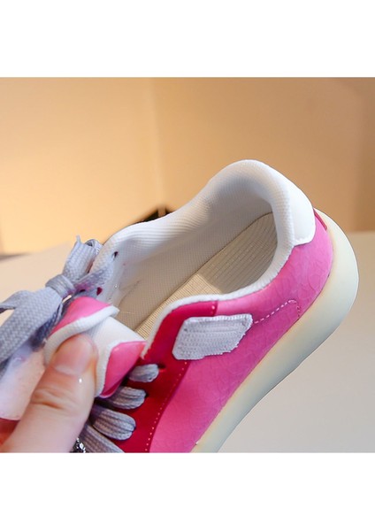 Özel Tasarım Gümüş Yıldız Detaylı Çocuk Sneaker - Pembe