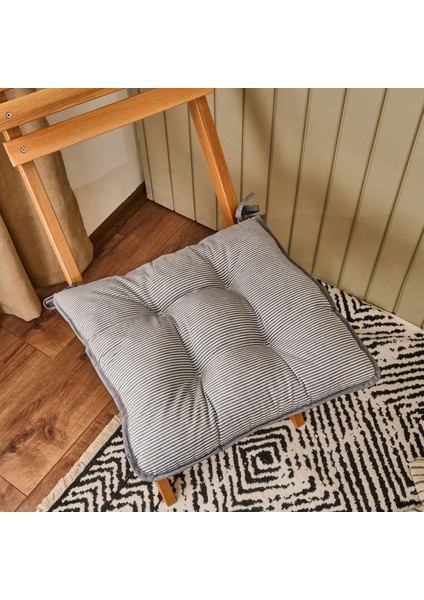 Soft Elegant Curves Ince Çizgili Sandalye Minderi - Ekru / Siyah - 43X43 cm fırsatları