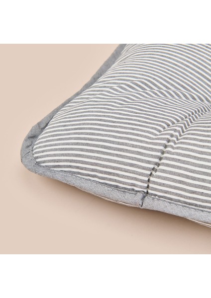 Soft Elegant Curves Ince Çizgili Sandalye Minderi - Ekru / Siyah - 43X43 cm