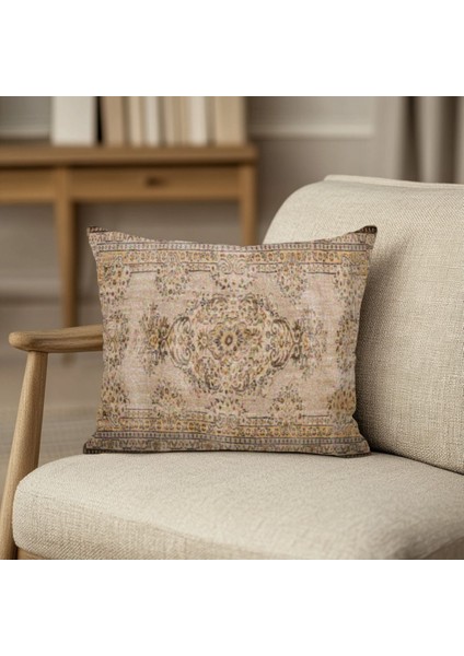 Bej Etnik Desenli Motif Kilim Baskı Kırlent Kılıfı modelleri