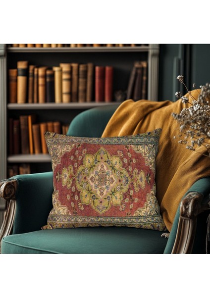 Dijital Baskılı Klasik Halı Desenli Çift Taraflı 43X43 cm Kırlent Kılıfı fiyatları