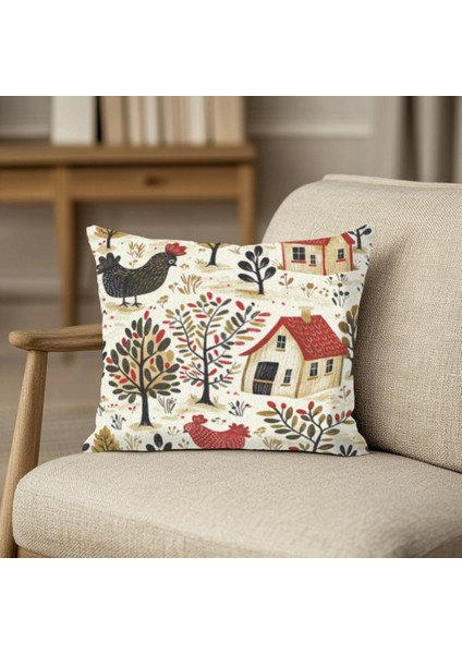 Canlı Geometrik Figürlü Kırlent Kılıfı Kare