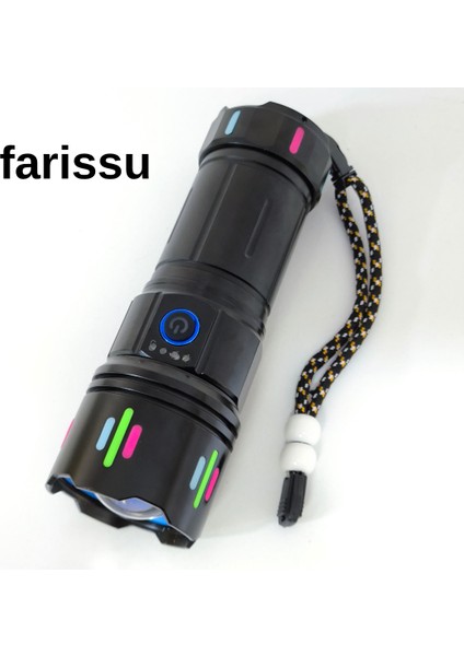 Şarjlı LED El Feneri | 100W | 12000 Lümen | 4500 Mah | Zoomlu – Type-C