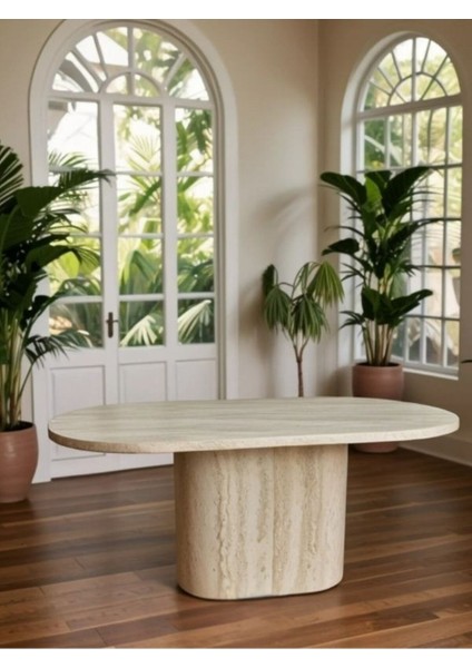 Lucca Oval Traverten Masa, 90X170