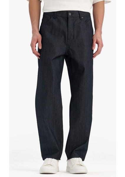 Yeni Sezon %100 Pamuk Straight Fit Yüksek Bel Geniş Paça Jean Pantolon