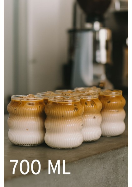 6’lı Set Cam Buzlu Soğuk Kahve Bardağı + Cam Pipet Hediyeli 700 ml fiyatları