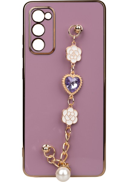 Galaxy S20 Fe Kılıf El Tutamaçlı Kamera Korumalı Mkst Taka Silikon Kapak-Mor