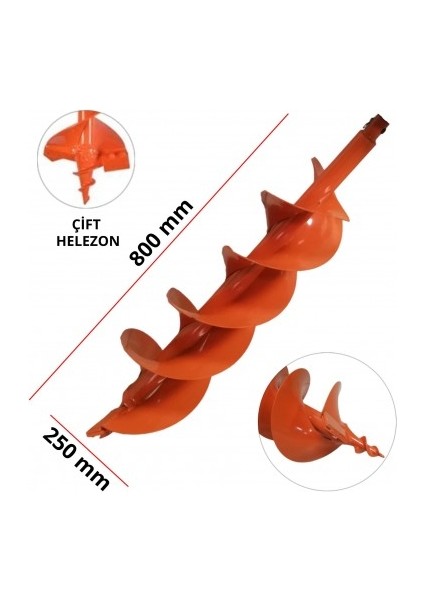 Çift Helezonlu Toprak Burgu Ucu 250 mm