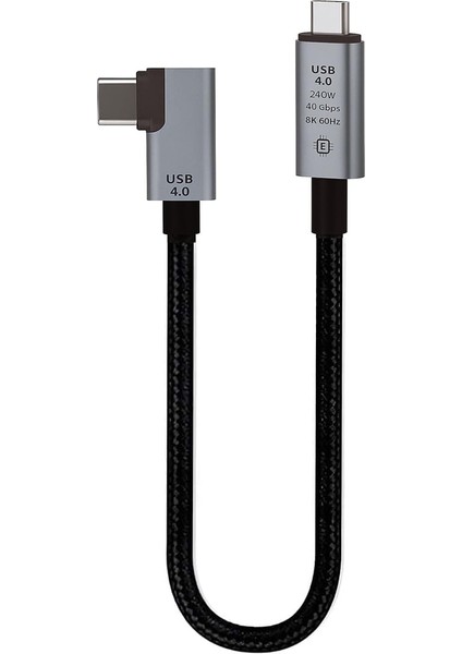 40GBPS 240W 4.0 Thunderbolt L Shape Type-C To Type-C Şarj, Data ve 8k 60Hz Data Transfer Kablosu Tip C 30 cm - PD240W
