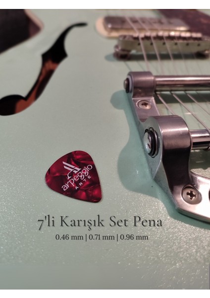 7’li Gitar Pena Seti | Selüloid | 0.46 - 0.71 - 0.96 mm | Karışık Renk | Pena Şarjörü Hediye!
